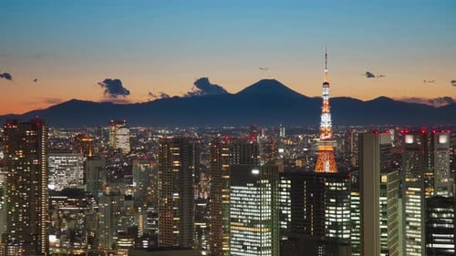 Mt Fuji and Tokyo Tower Time Lapse