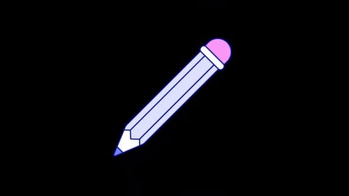 Animated Flat Design Pencil Icon