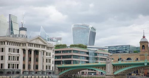 Southwark Bridge and Skyscrapers of London, UK