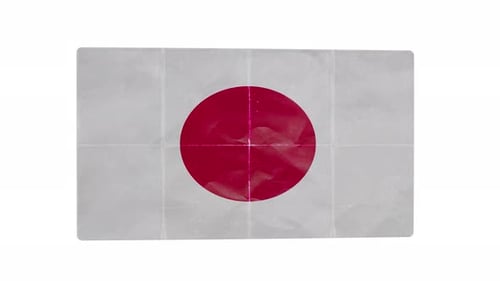 Japan Flag Open Old Paper Folds Transparent