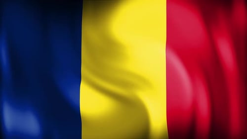 Realistic Romania Flag Waving Animation Seamless Loop