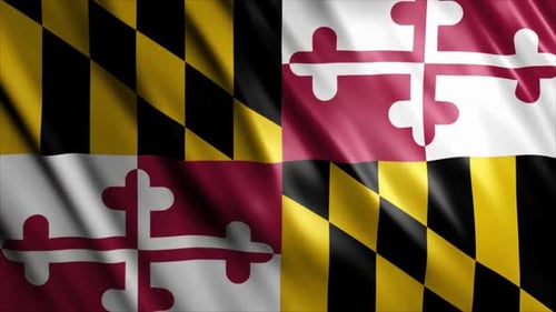 Waving Maryland State Flag Seamless Loop Animation