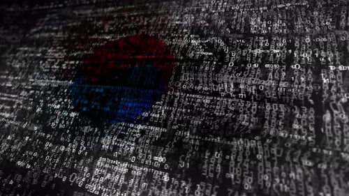 South Korea flag waving with security code