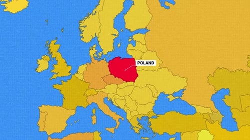 Poland Flag And Map Yellow And Blue Color New Style