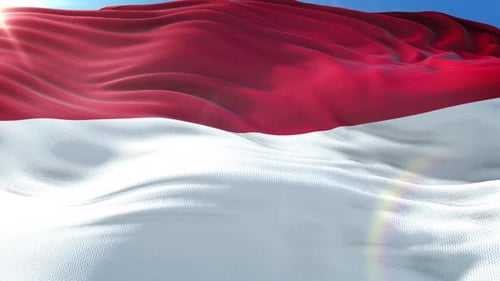Realistic Waving Indonesian Flag Seamless Loop