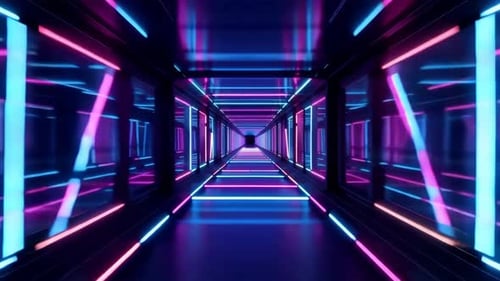 Futuristic Neon Tunnel Sci Fi Corridor Background
