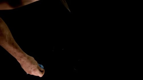 White Hand Holding Light Blue Balloon, Popping with Scissors – Fun Action Clip