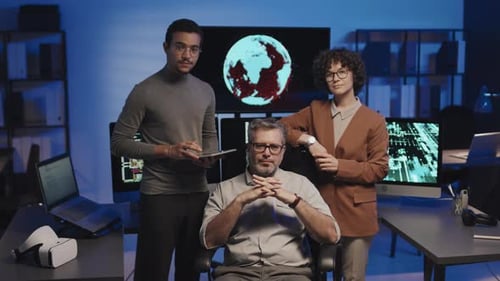 Team of Programmers Working in Cybersecurity Office