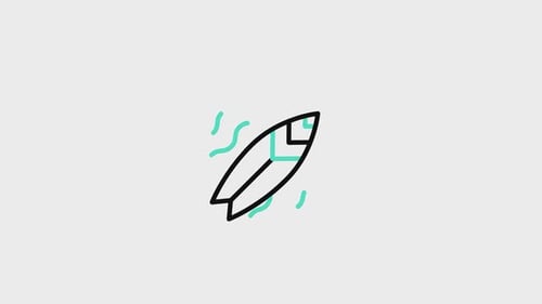 Minimalist Surfboard Icon Animation with Wavy Lines
