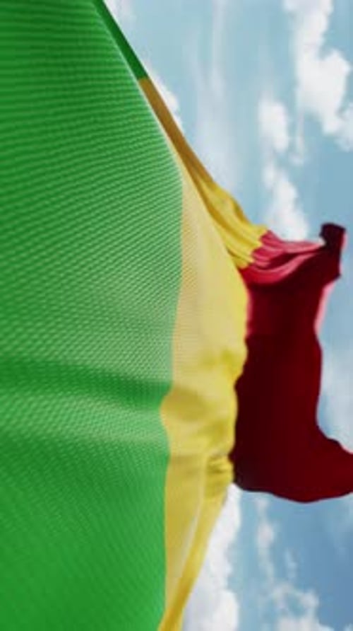 Dynamic Vertical Flag Waving in Realistic Blue Sky