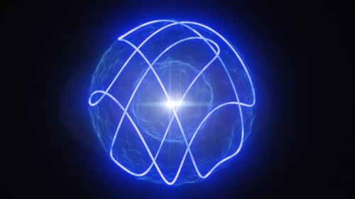 Glowing Abstract Energy Sphere with Neon Lines