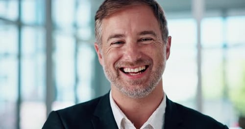 Happy man, face and accountant in office, confident financial advisor and proud professional