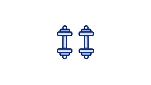 Animated Flat Design Dumbbells Icon