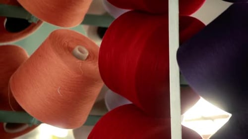 Colorful Textile Factory Spools and Yarn