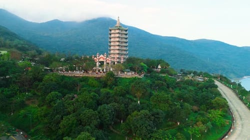 Linh Ung Pagoda Perching Dramatically on Son Tra Peninsula Da Nang Vietnam Commanding Sweeping Views
