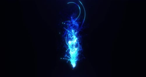 Animação fluida mágica de partículas brilhantes. Trilha de partículas. Chama brilhante de néon abstrata