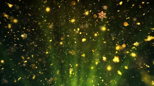 Golden Snowflakes And Particles Falling For Christmas Celebration