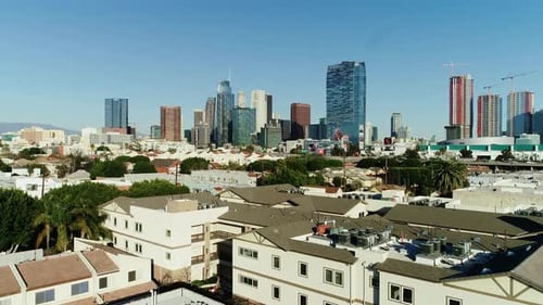 Los Angeles Downtown Buildings - Rooftops and Skyscrapers in Clear Daylight, 4K