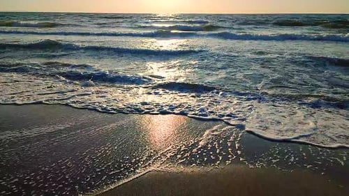 Dawn on Sea Sunset on Sea Sunrise Sunset on Ocean Shining Sun Above Horizon