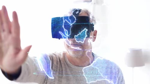 Man Uses Virtual Reality Headset in Bright Room