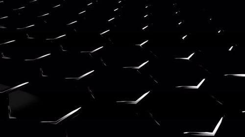 Abstract Hexagon Black Glossy Geometric Surface Loop Wavy Motion Background