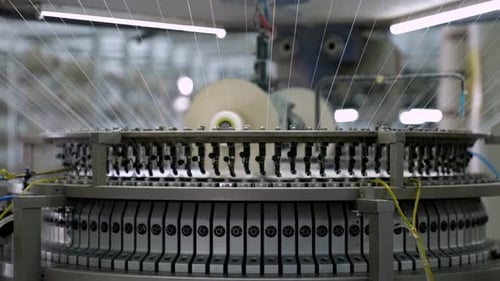 Modern Circular Knitting Machine in Textile Factory