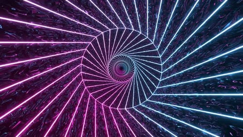 Cyan And Pink Spiral Neon Abstract Background VJ Loop l 4K