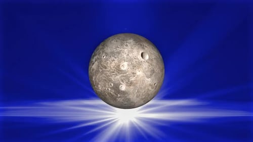 Spinning 3d moon planet in rotation, Front view of rotating moon planet with background. Vd 905
