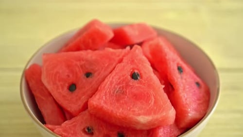 fresh watermelon sliced on plate