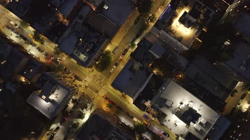 Aerial view of New York City streets at night