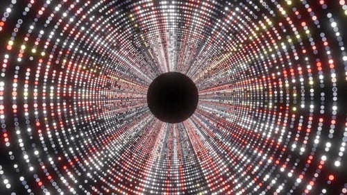 Particle Dancing Circle Shape Animation On Black Background. Circle Shape Particle Animation And Dan