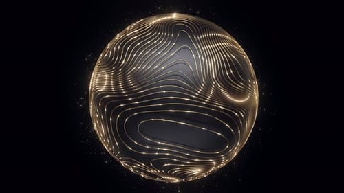 Elegant Dynamic Golden Lines Sphere Abstract Background