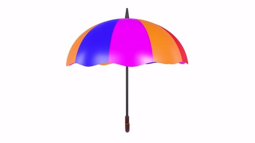 Colorful Umbrella rotating in loop on white background