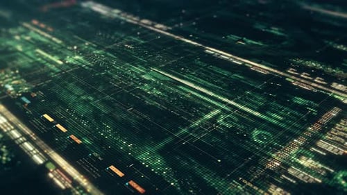 Futuristic Data Matrix Simulation HUD Screen 15