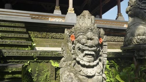 Ubud Palace Stone Statues Close-up in Bali, Indonesia