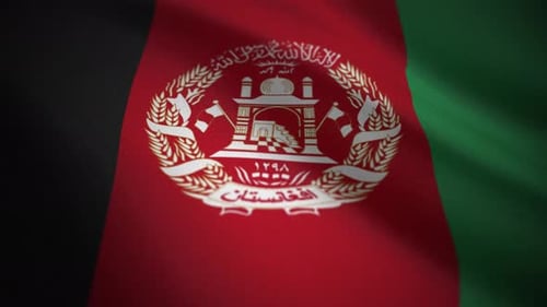 Realistic Waving Flag of Afghanistan with Fabric Texture