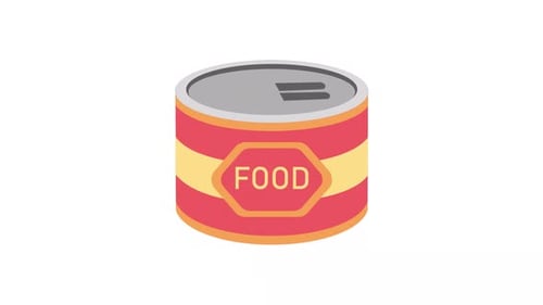 Animated Flat Design Food Can Reveal and Open