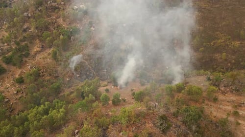 Aerial View of Rural Landscape Scorched by Fire