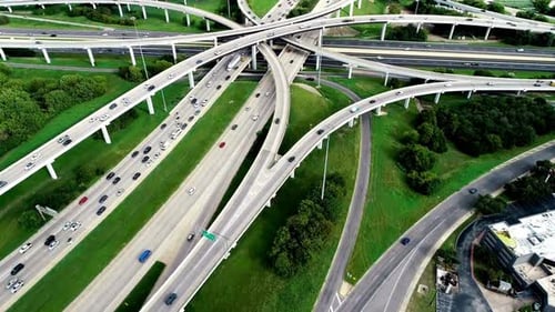 Aerial view of crossing highway