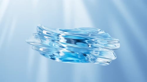 Абстрактный фон стеклянного кольца, абстрактные кривые, 3D-визуализация.