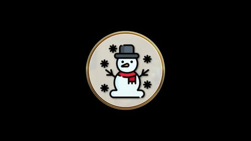 Snowman Circle Icon Loop Animation