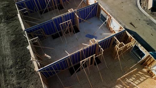 Aerial View of a House Under Construction