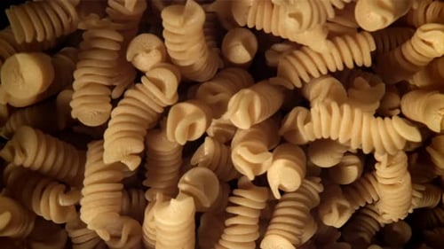 Fusili Pasta Rises and Falls Filmed on a Highspeed Camera at 1000 Fps