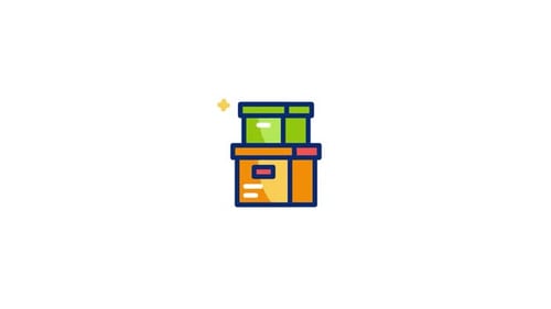 Animated Flat Design Package and Delivery Boxes Icon