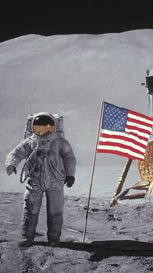 Astronaut Saluting the American Flag 3D Rendering Animation