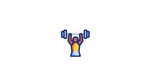Flat Design Animation of a Person Lifting Weights Icon