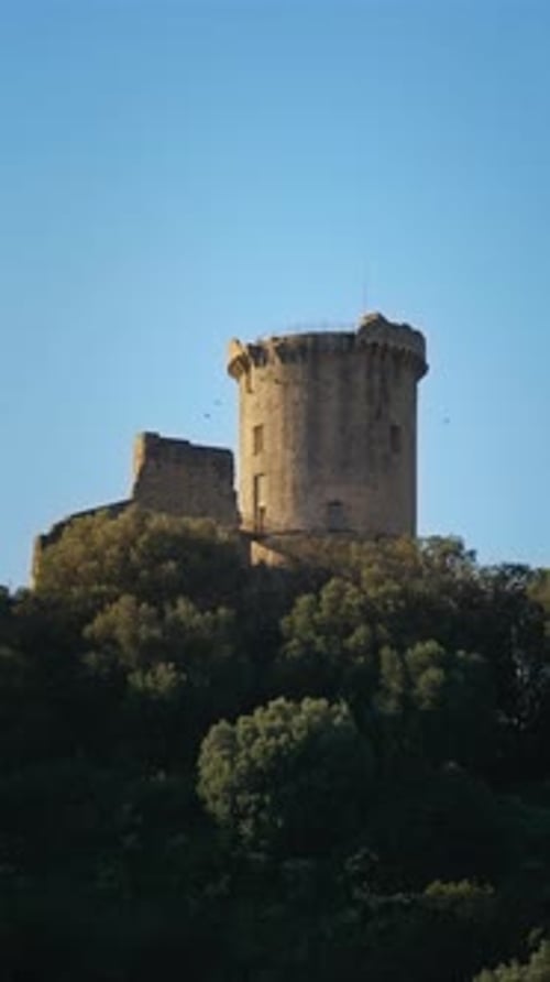 L'ancienne tour de l'acropole de Velia (Elea) à Ascea prise dans la lumière de l'après-midi- Vertical vi