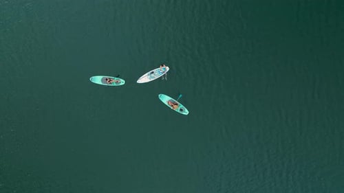 Aerial View Adventure Paddleboarding Through the Green Canyon