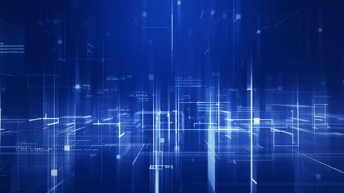 Abstract Blue Digital Data Network Grid Background Animation