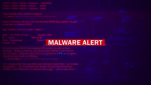 Texto de aviso de alerta de malware na tela de fundo de hackeamento V03